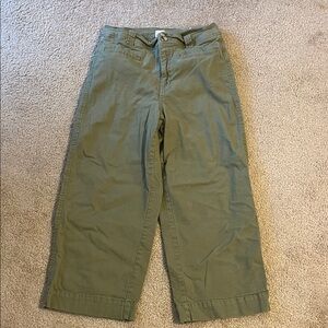 Wide leg ankle green pants